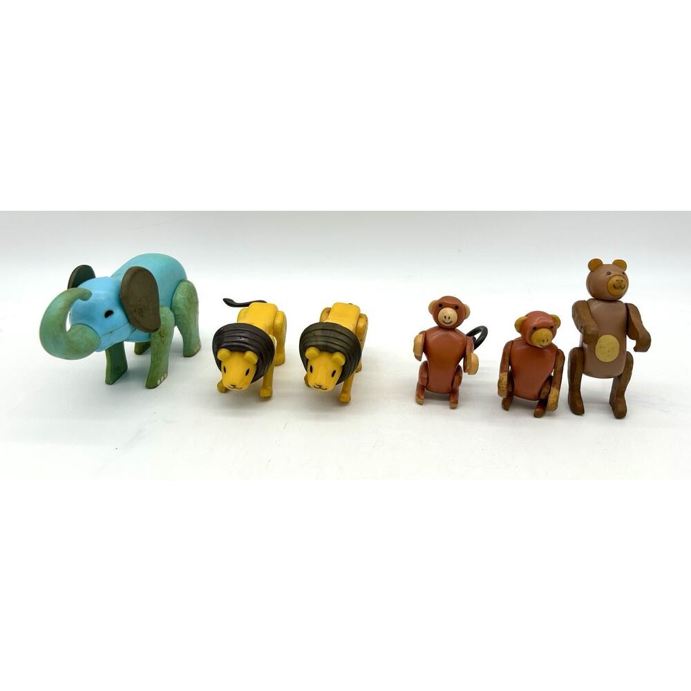 Vintage Fisher Price Little People Zoo Animals Toy Lot Elephant Lion Monkey Bear